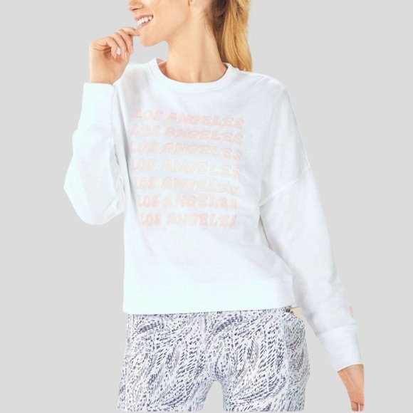 NWT Fabletics Stacey Los Angeles Graphic Crewneck Sweater XS - Picture 1 of 10